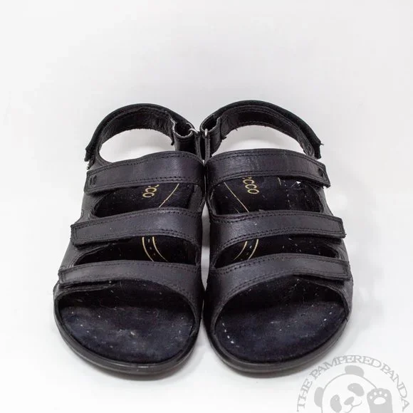 Ecco Sandals Black Leather Slingback Comfort Hook Loop Womens Size 37 P21401316 - Picture 3 of 6